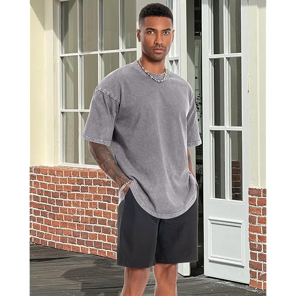 Grey Acid-Wash Oversized Crew Neck Short-Sleeve T-Shirt