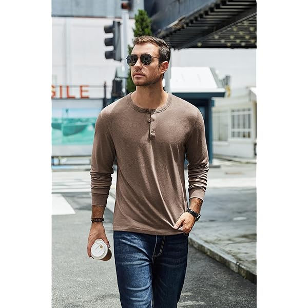 Tan Henley Neck Long-Sleeve Knit Top